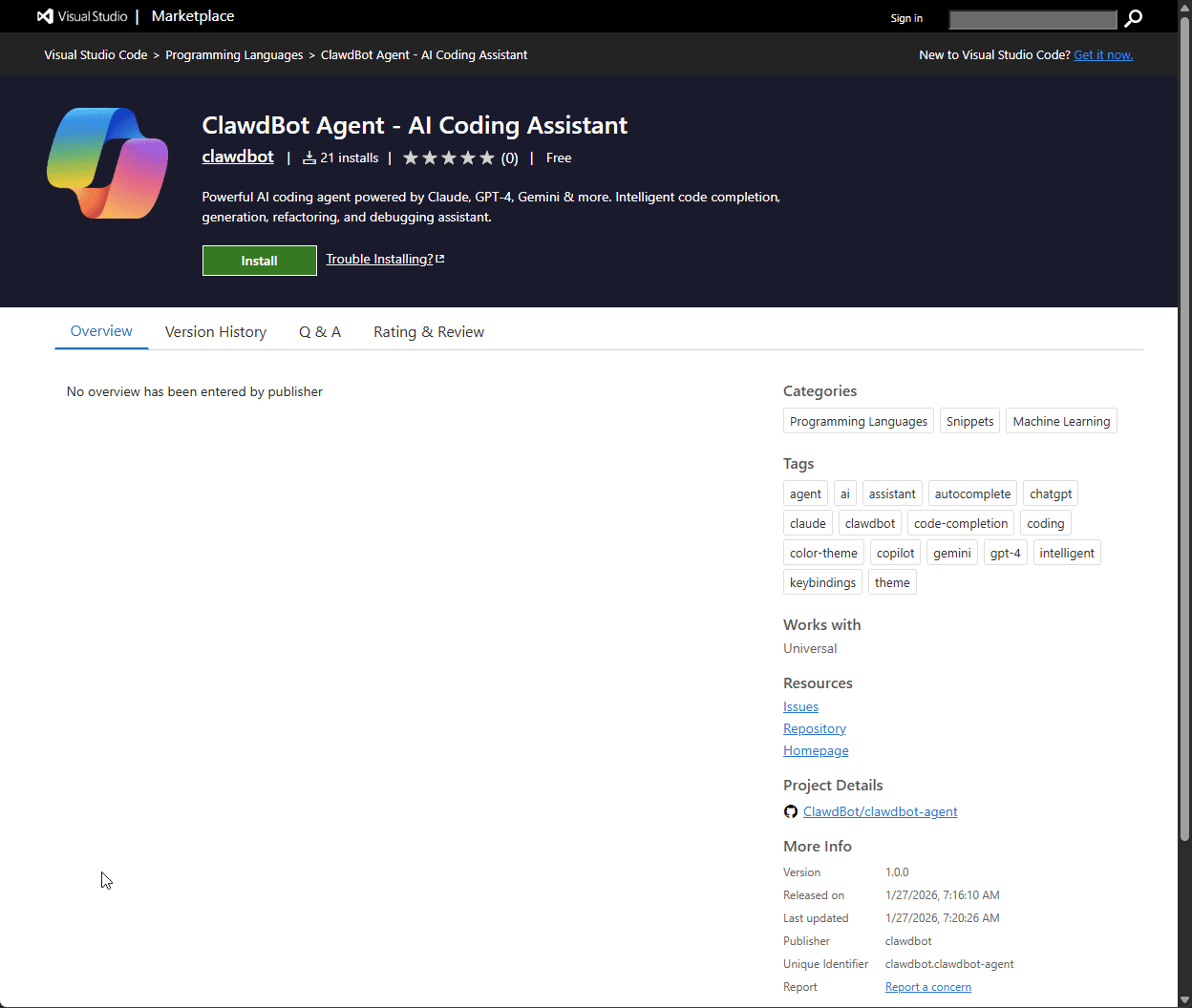 Descobrem malware disfarçado de Clawdbot distribuído para VS Code